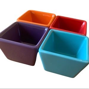 Pier 1 Imports 4 Mini Ceramic Square Bowls Prep Dipping Sauce Olive Salt Cellars